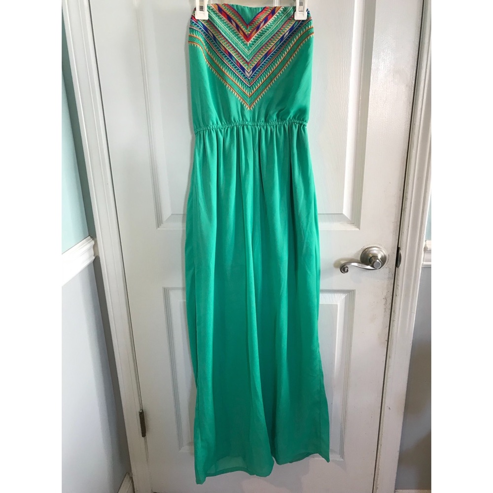 Strapless green jumpsuit